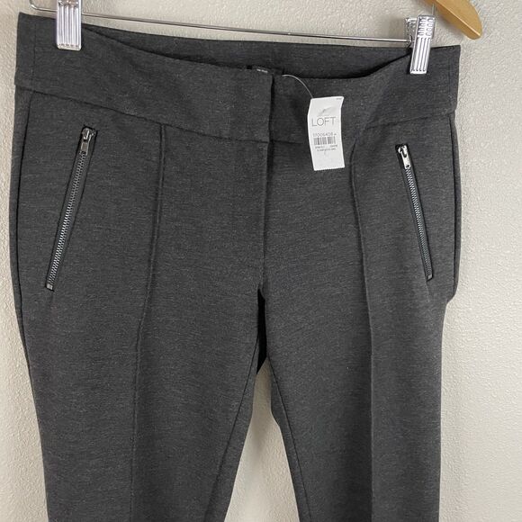 Ann Taylor Loft Womens 6 Charcoal Gray Seam Front Zip Pocket Ponte Pant - Picture 2 of 6